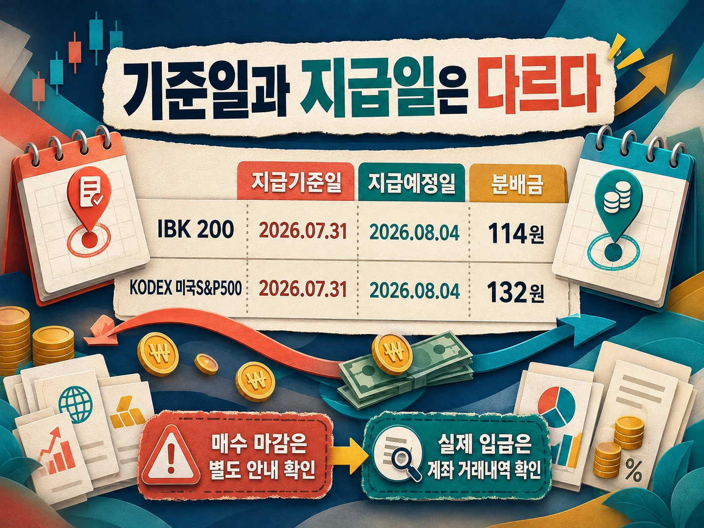 ETF 분배금 공시의 지급기준일과 지급예정일을 구분하는 확인 항목.