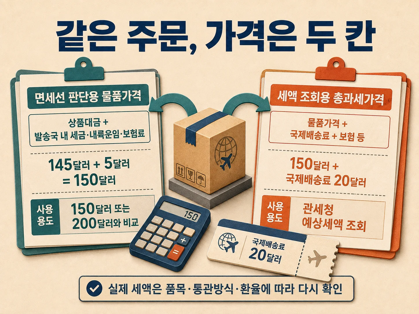 해외직구 물품가격과 총과세가격 계산 구분
