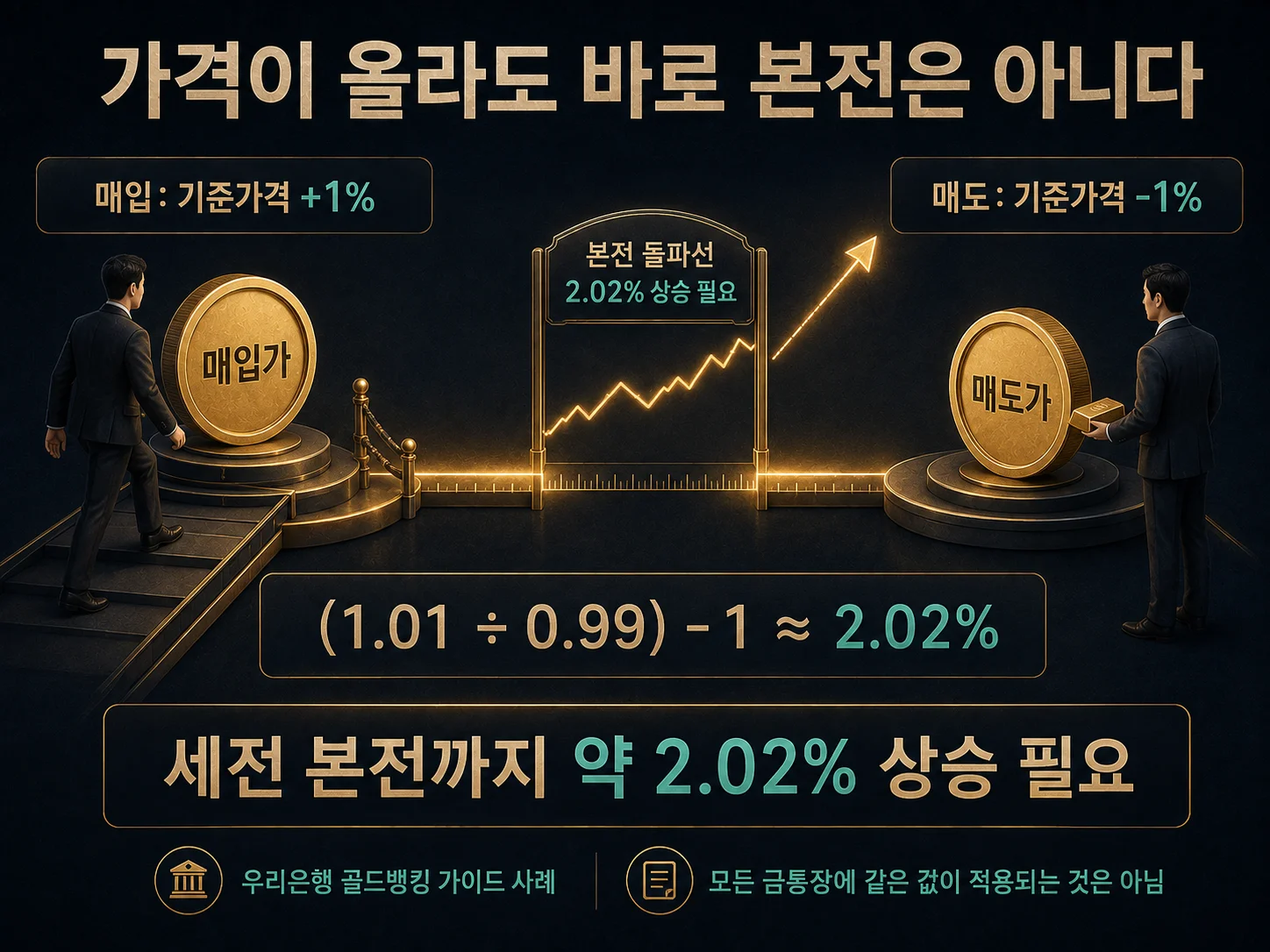금통장 매입·매도 가격과 스프레드 계산 비교