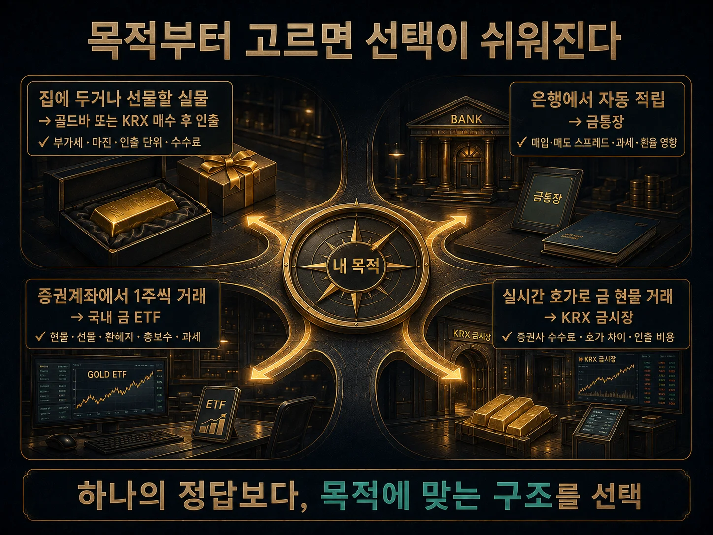 투자 목적별 골드바·금통장·금 ETF·KRX 금시장 선택 가이드