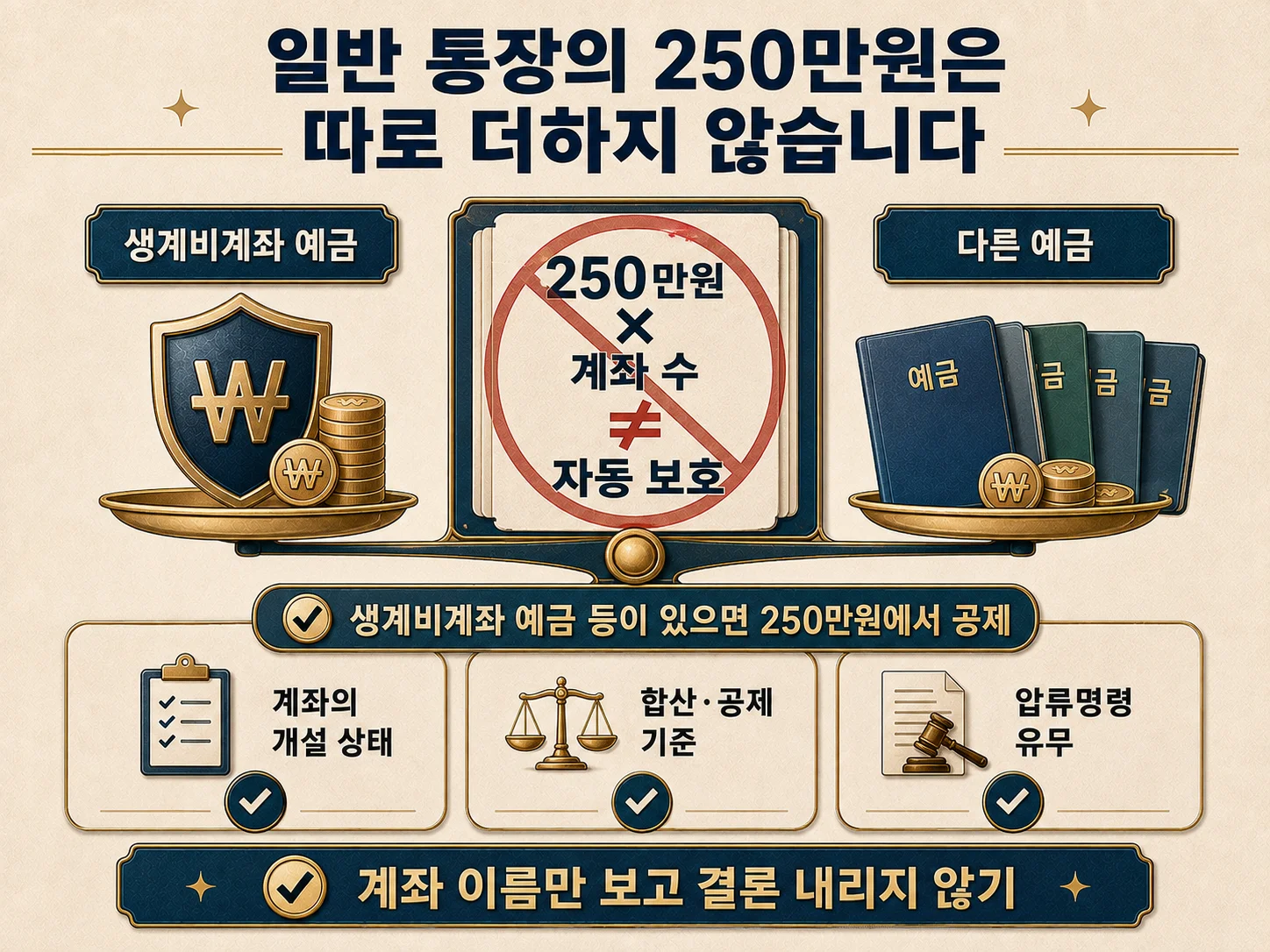 • 일반 입출금계좌와 생계비계좌의 압류금지 범위 비교