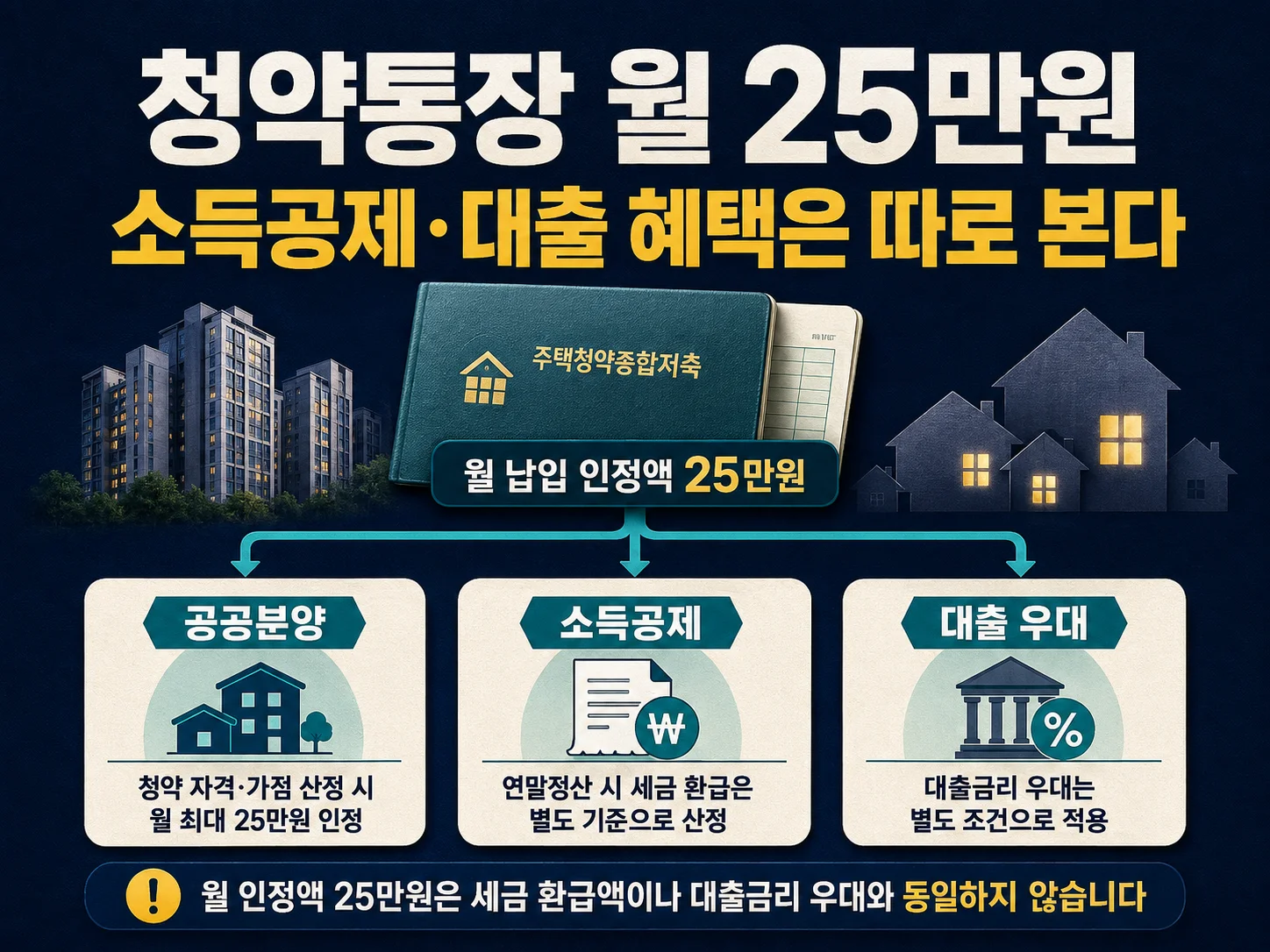 청약통장 월 25만원 인정액과 소득공제·대출 혜택 비교