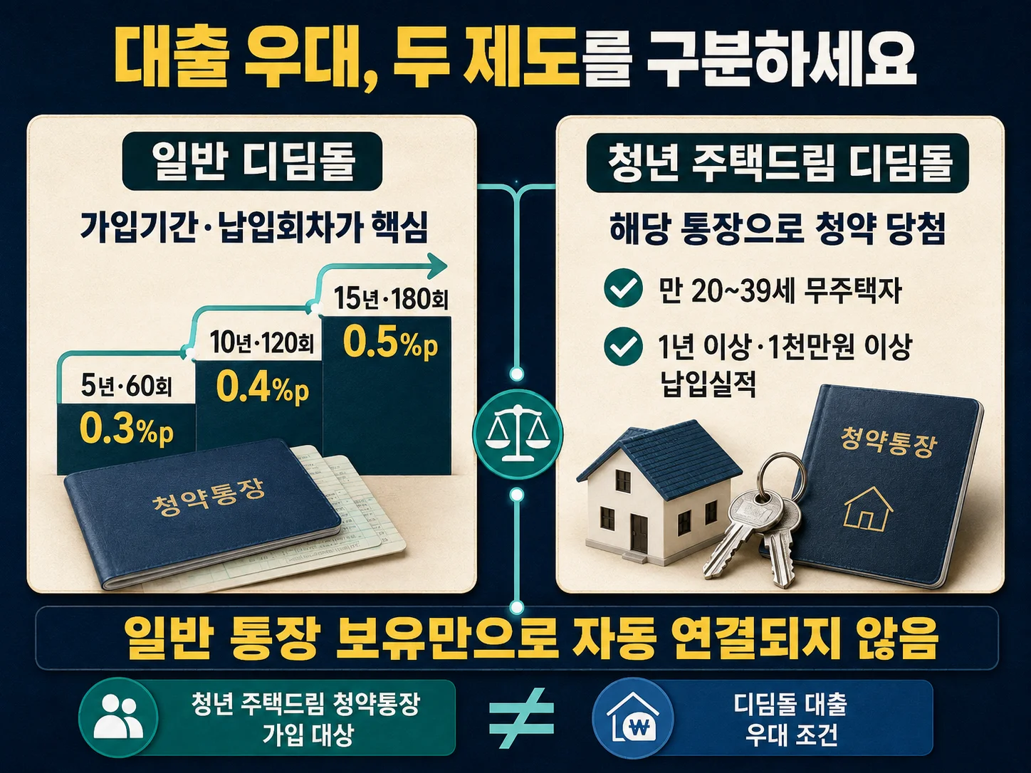 일반 디딤돌과 청년 주택드림 디딤돌 대출 우대 조건 비교