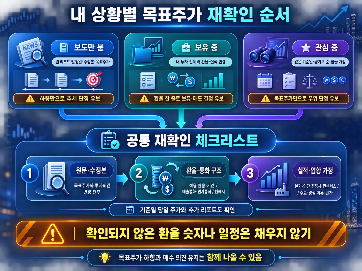 목표주가와 환율 가정을 재확인하는 투자자 체크리스트