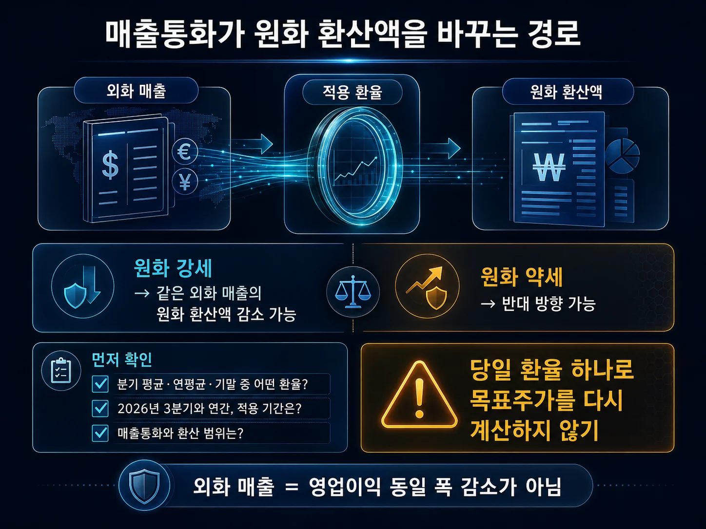 매출통화 환산이 환율과 영업이익에 미치는 영향