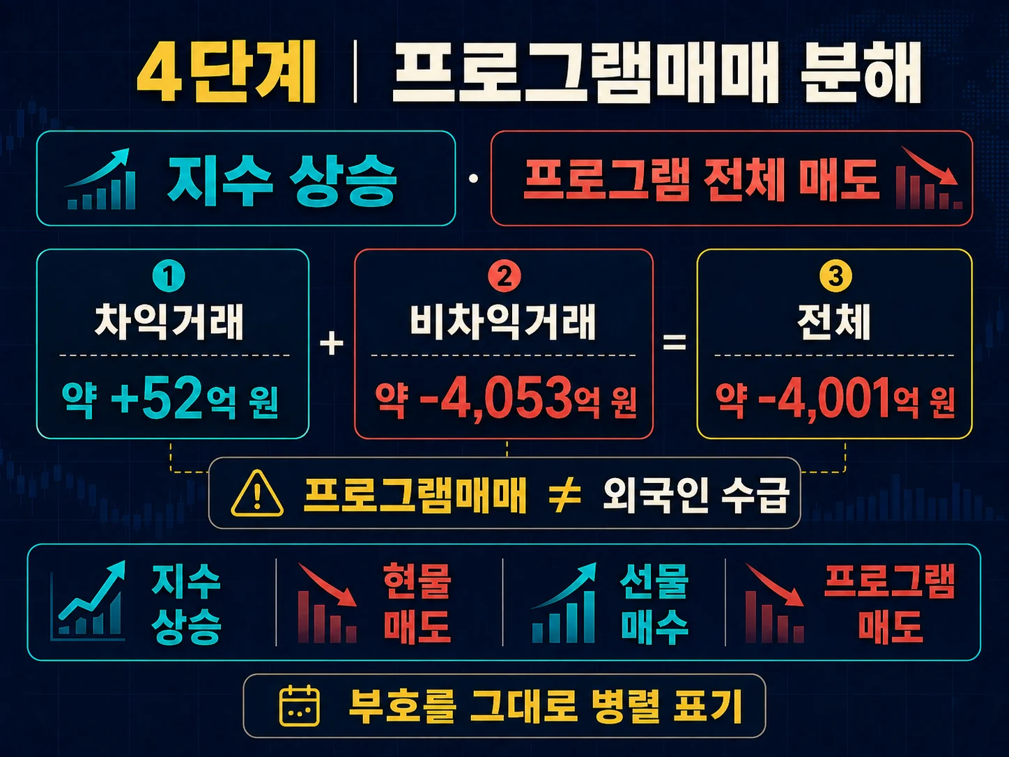 프로그램매매 차익·비차익과 코스피 반등 대조
