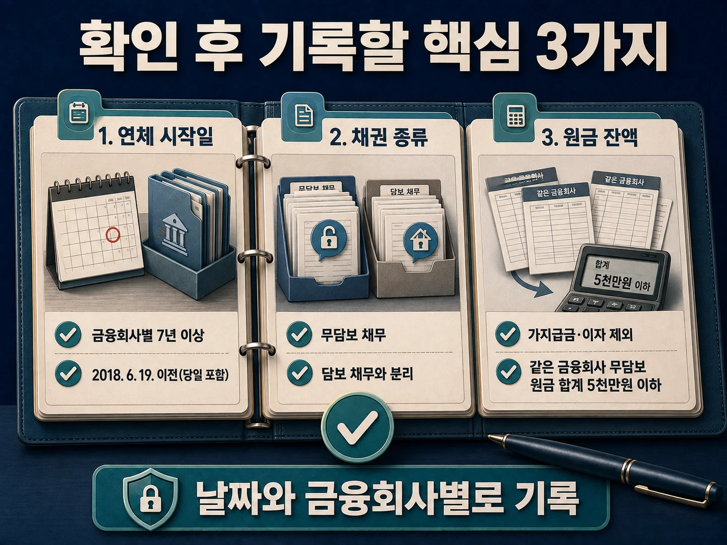 새도약기금 대상자 확인을 위한 채무 기록 항목