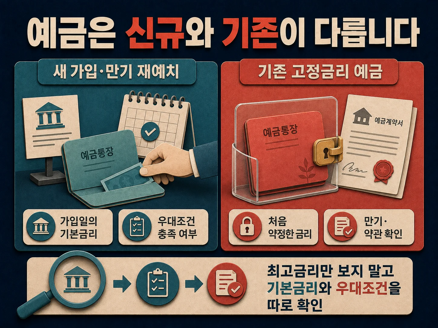 예금 신규 가입과 기존 약정금리 확인