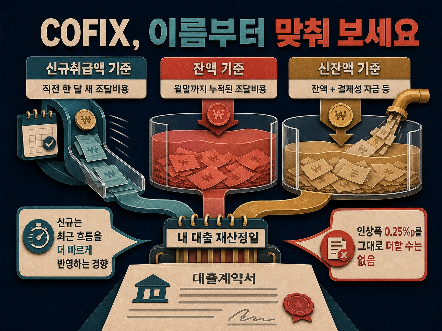 신규·잔액 COFIX별 변동대출 금리 반영 차이