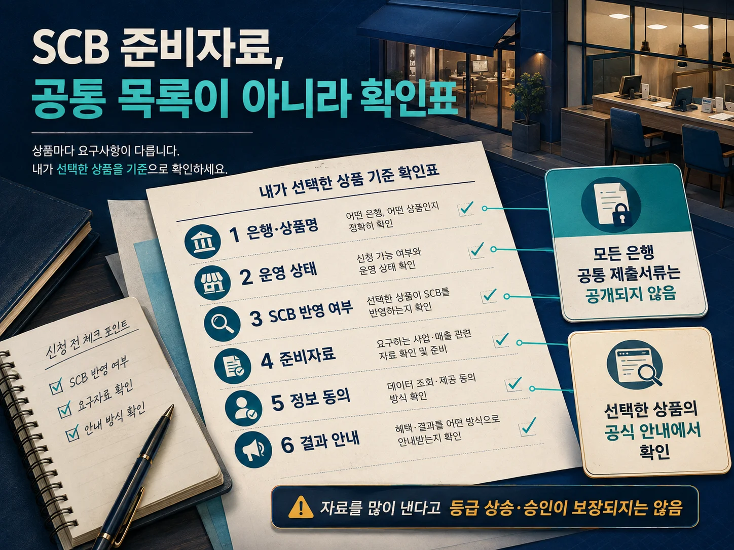소상공인 대출 신청 전 SCB 준비자료 확인표