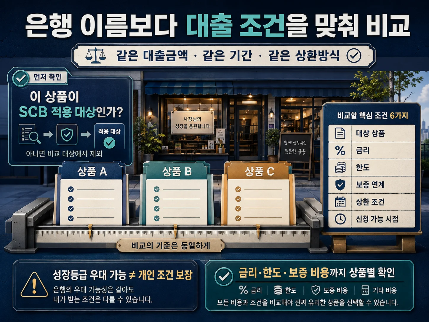 SCB 적용 대출의 금리·한도·보증 조건 비교