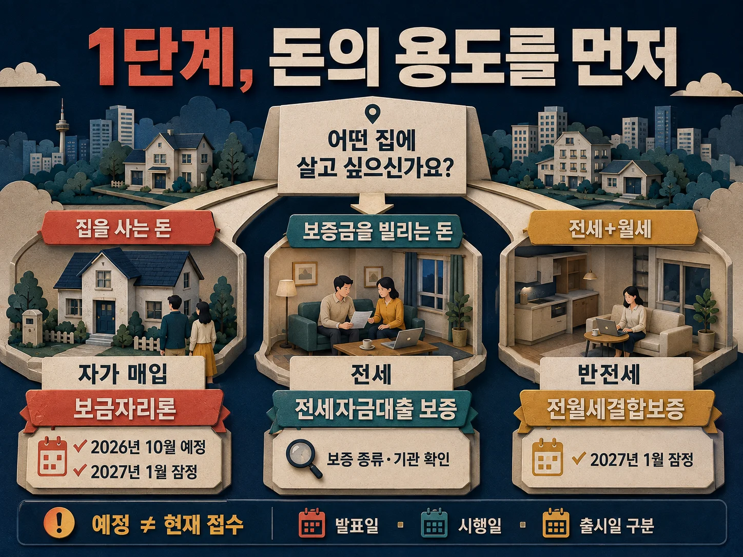 자가·전세·반전세별 주택대출과 보증상품 구분
