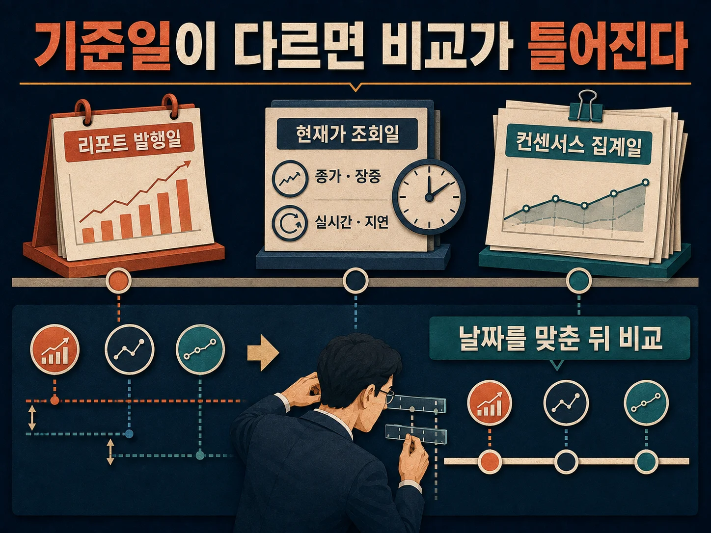 현재가·리포트 발행일·컨센서스 집계일의 기준일 확인 항목.