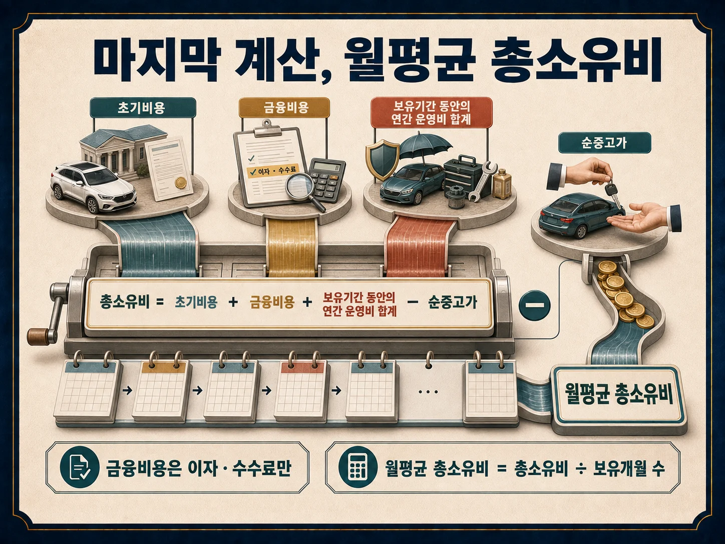 하이브리드차 순중고가와 월평균 총소유비 계산식