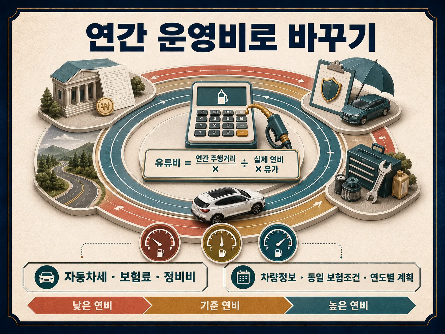 하이브리드차 유류비·자동차세·보험료 연간 운영비 계산표