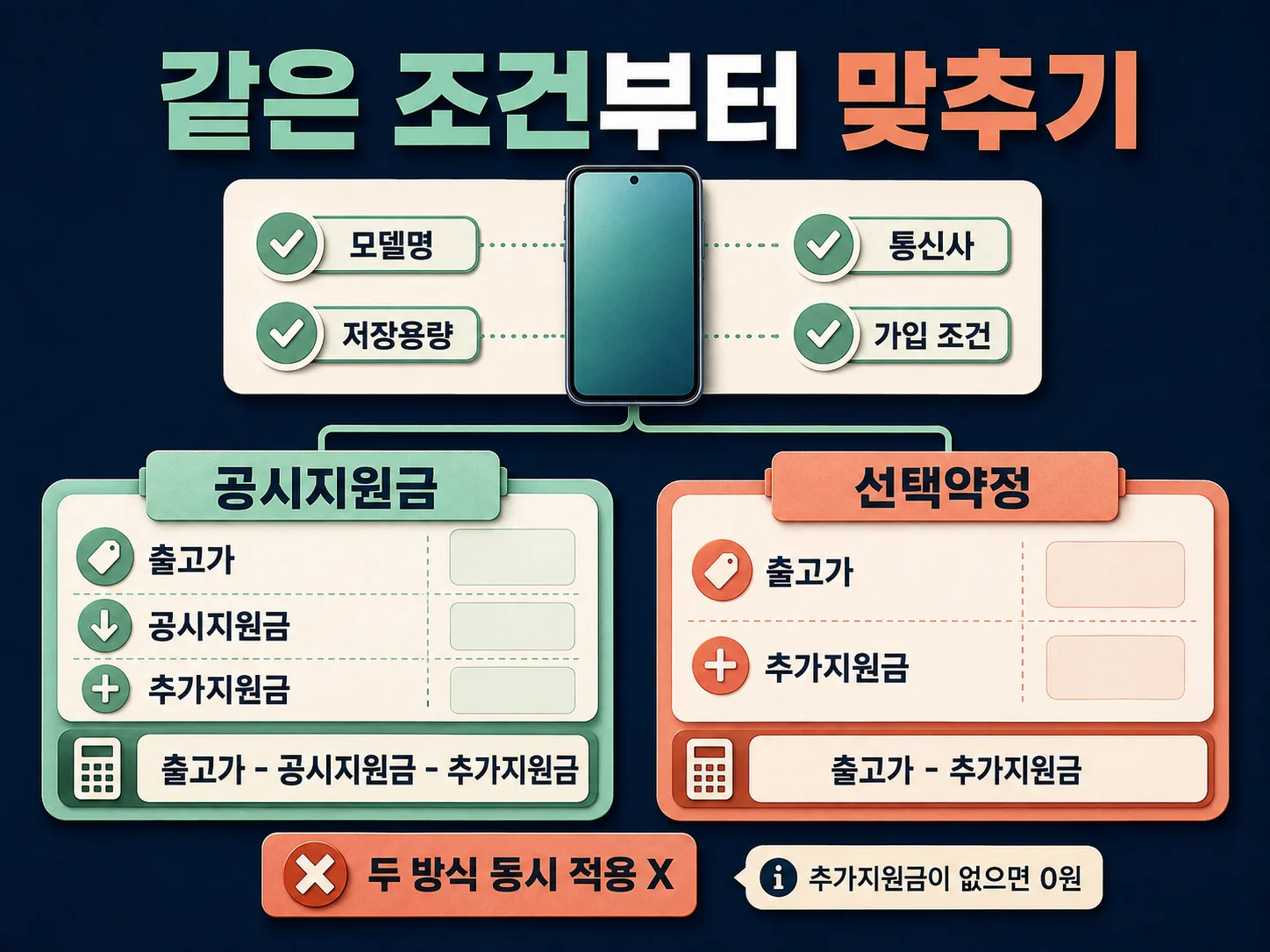 공시지원금 적용 전후 단말기 대금 확인