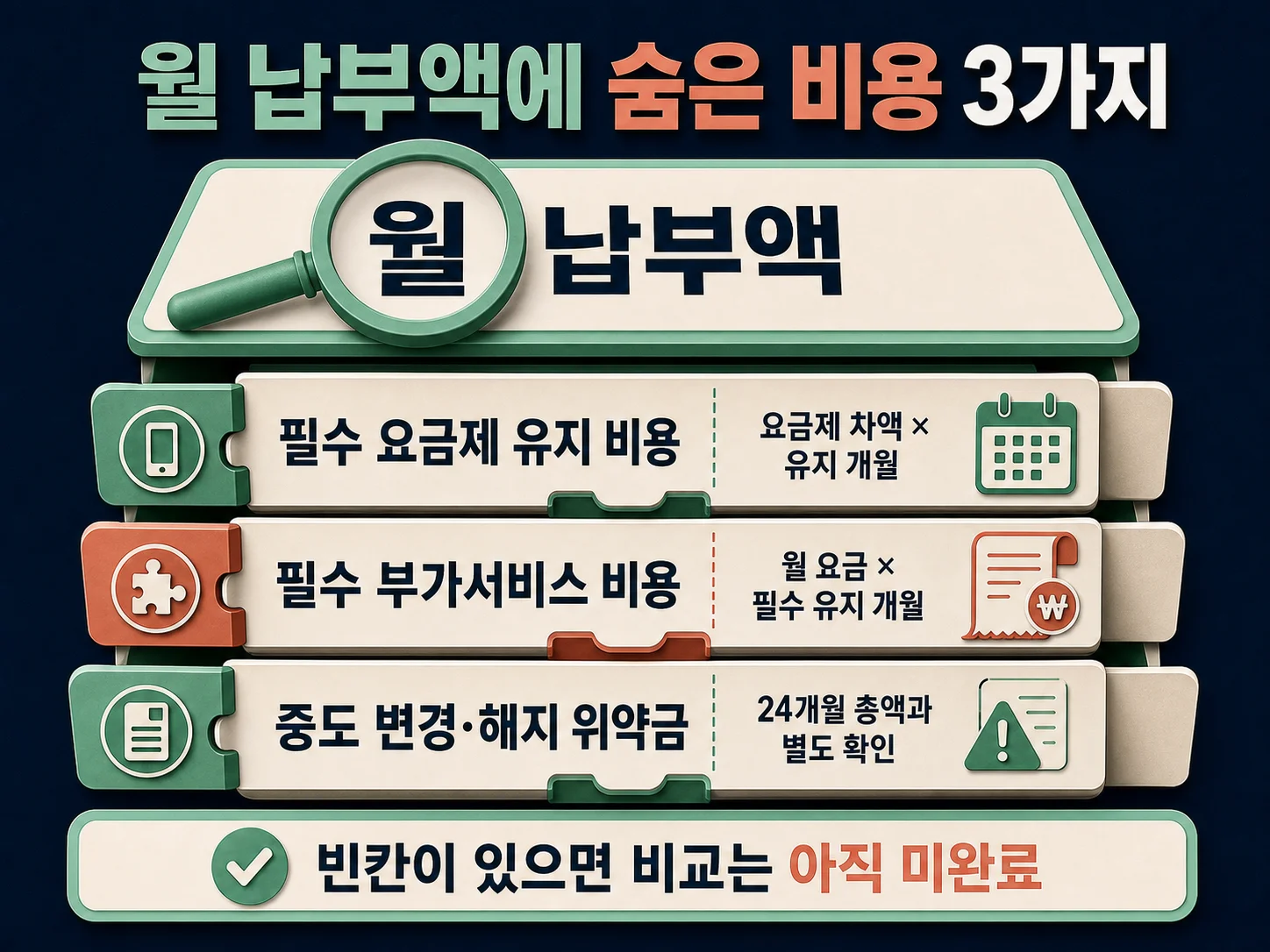 선택약정 비교 시 필수 요금제와 부가서비스 비용 점검