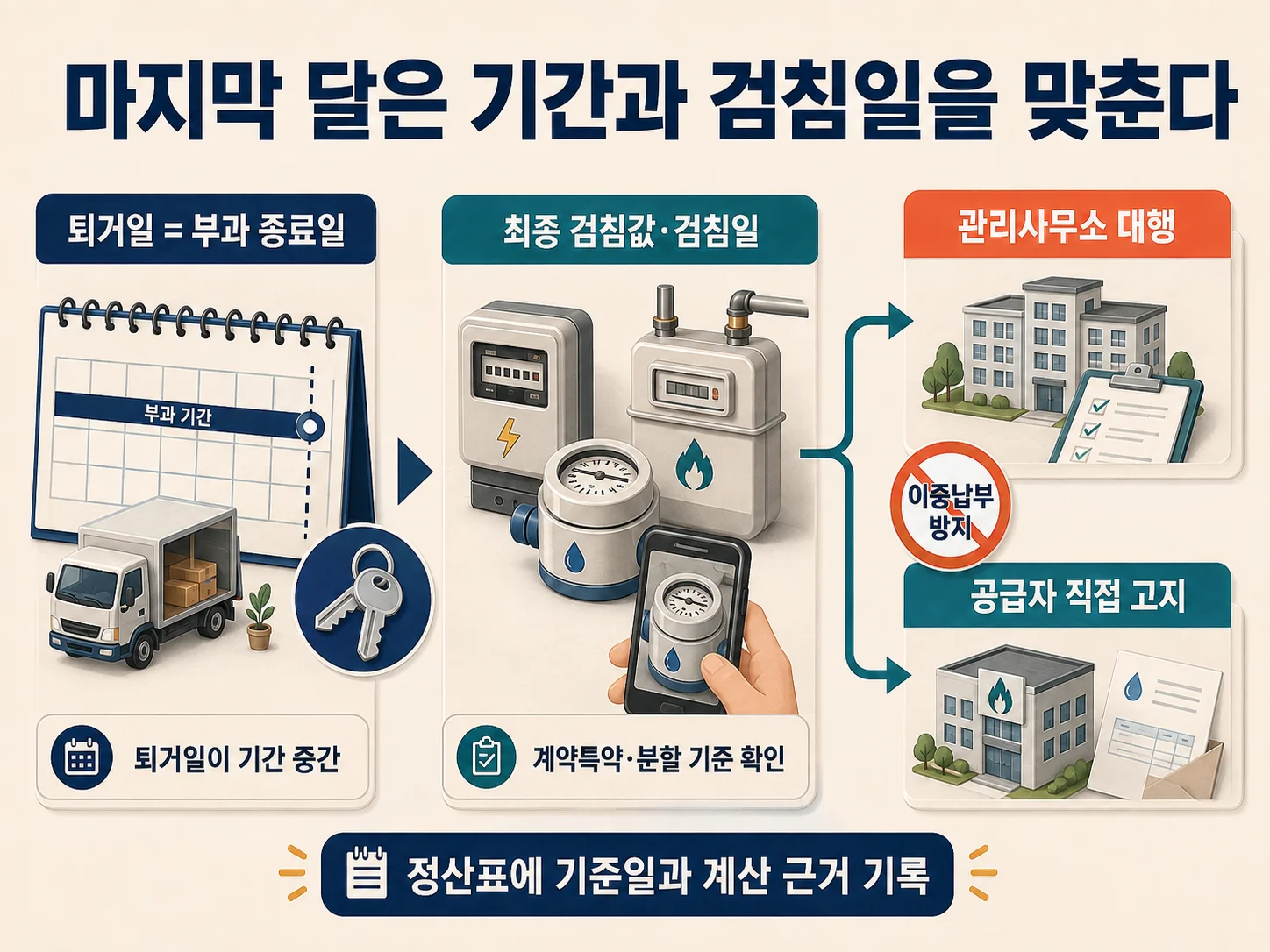 월세 퇴거 시 최종 검침과 관리비 부과 기간 확인