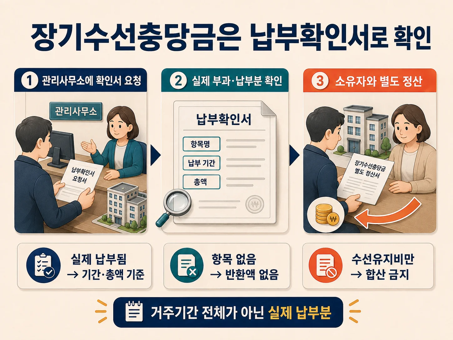 장기수선충당금 납부확인서로 반환액을 확인하는 절차