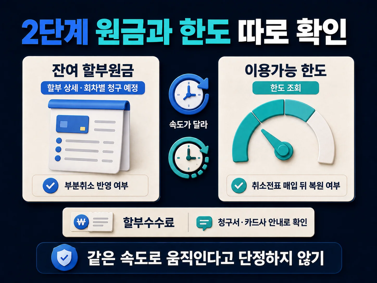 할부 부분취소 후 잔여 할부원금과 이용가능 한도를 따로 확인하는 과정.