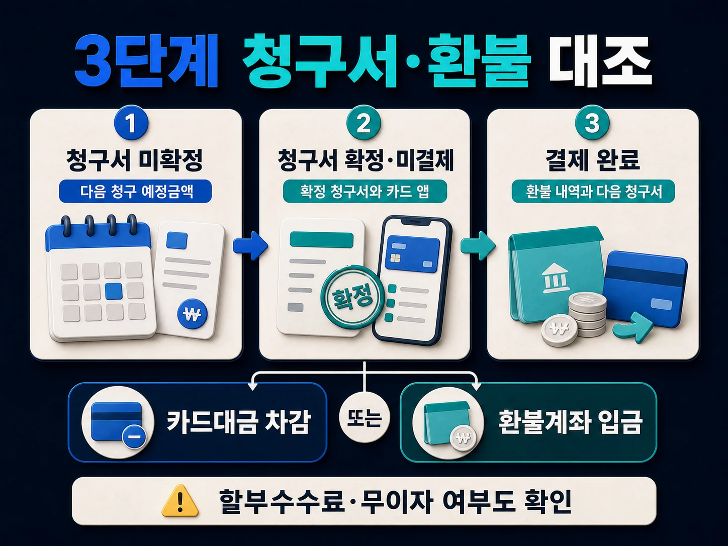 카드 부분취소 청구서와 환불 내역을 맞춰 보는 기준.