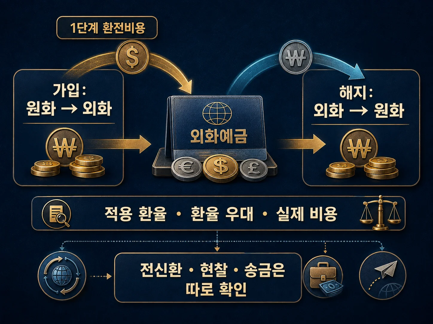 외화예금 환전비용과 환율 적용 방향 확인 이미지