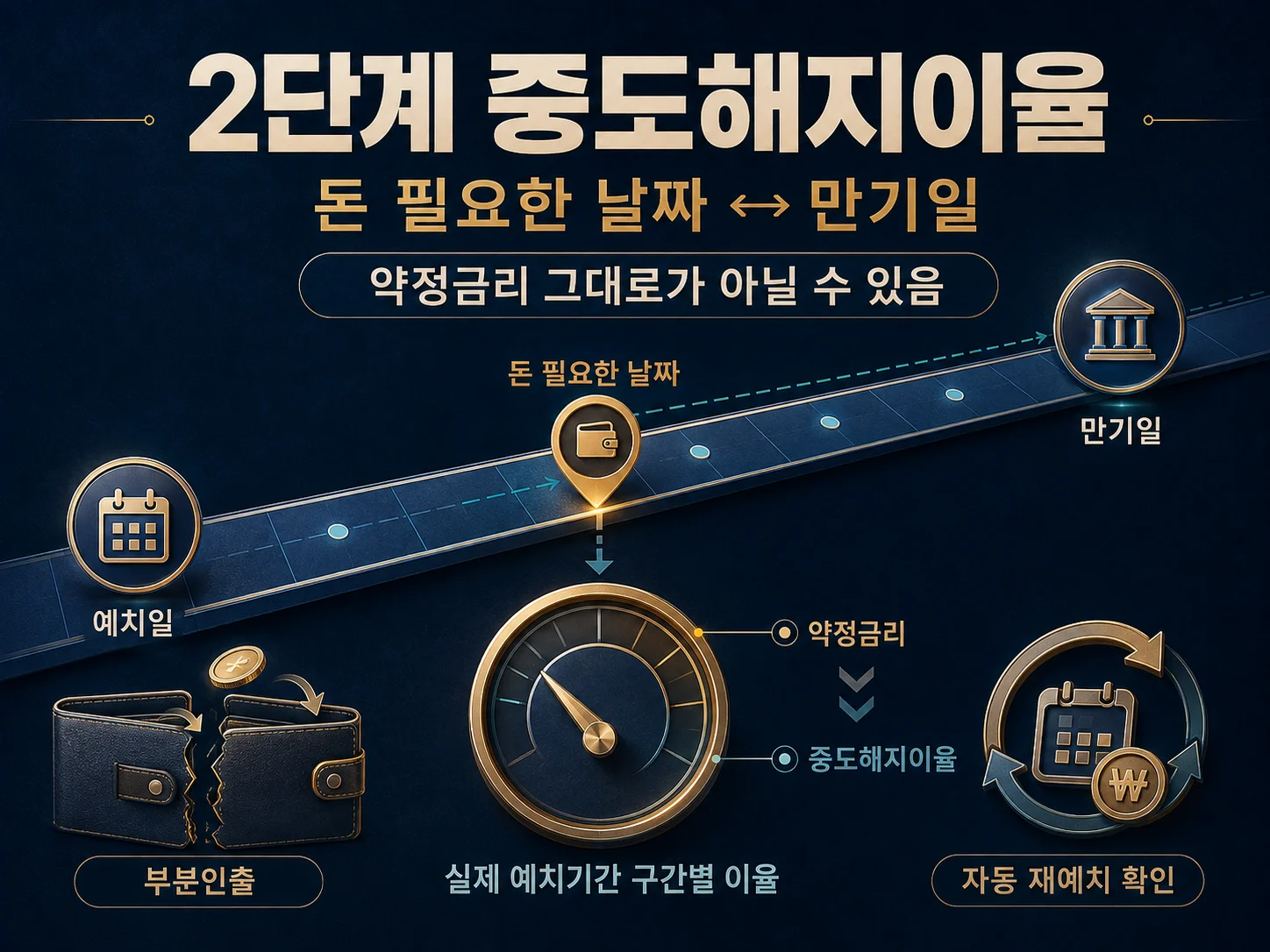 외화예금 중도해지이율과 예치기간을 대조하는 이미지