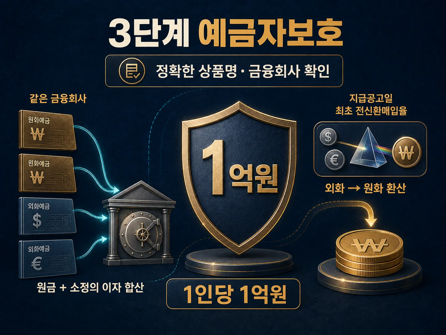 외화예금 예금자보호 대상과 금융회사별 1억원 한도 확인 이미지
