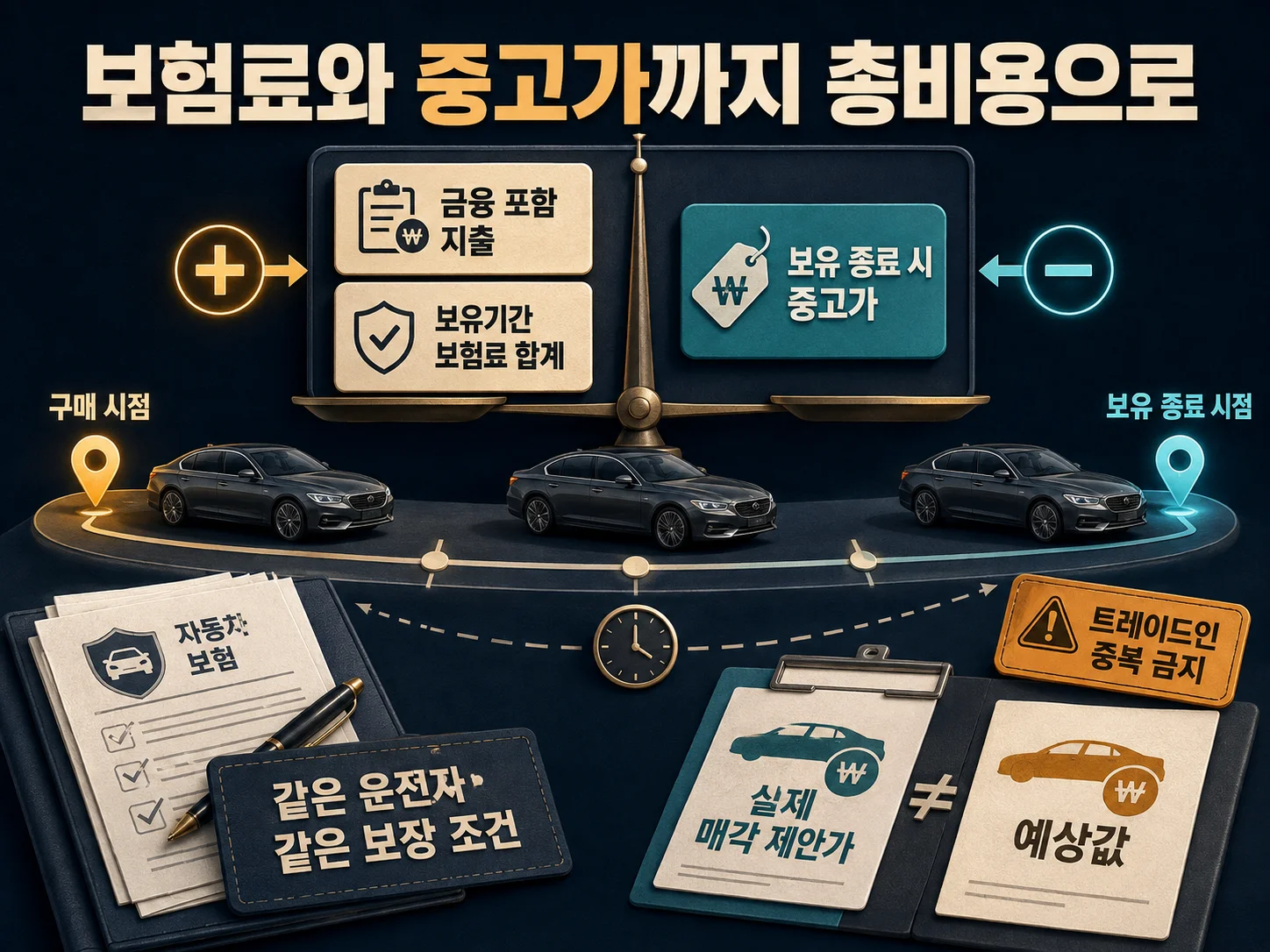 - K8 보험료와 중고가를 포함한 보유 비용 비교 이미지