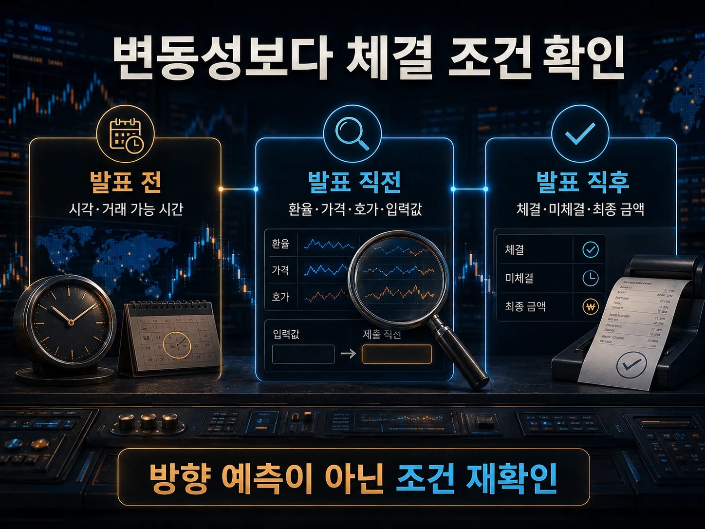 • FOMC 발표 전후 변동성과 주문 체결 조건 확인 이미지