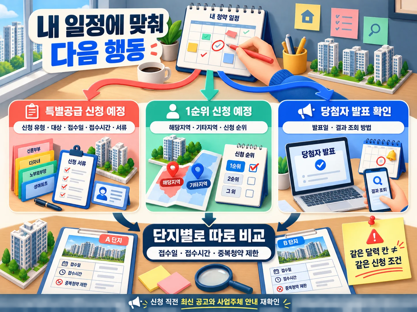 내 청약 일정에 맞춰 단지별 신청 조건을 비교하는 방법