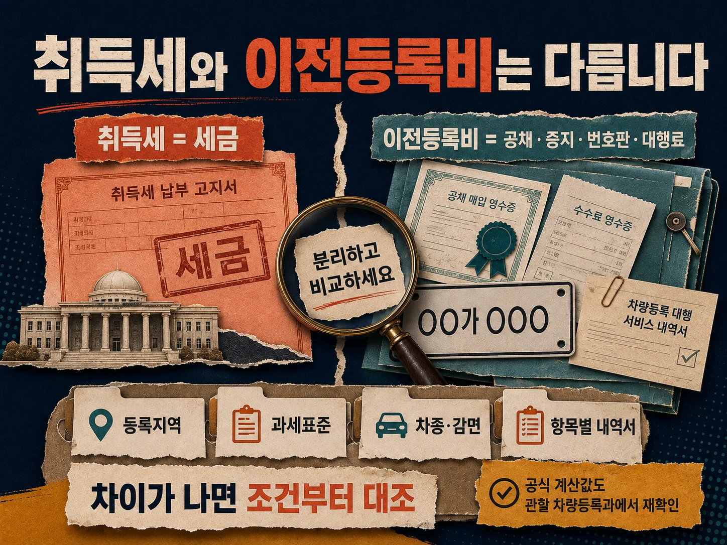 중고차 취득세와 이전등록비를 등록지역·공채·수수료별로 확인하는 방법