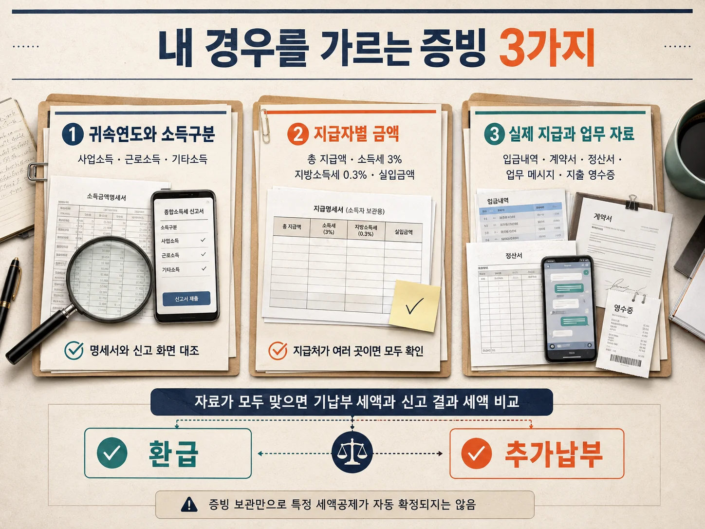 종합소득세 환급 판단을 위한 귀속연도와 소득구분 증빙 3가지 체크리스트