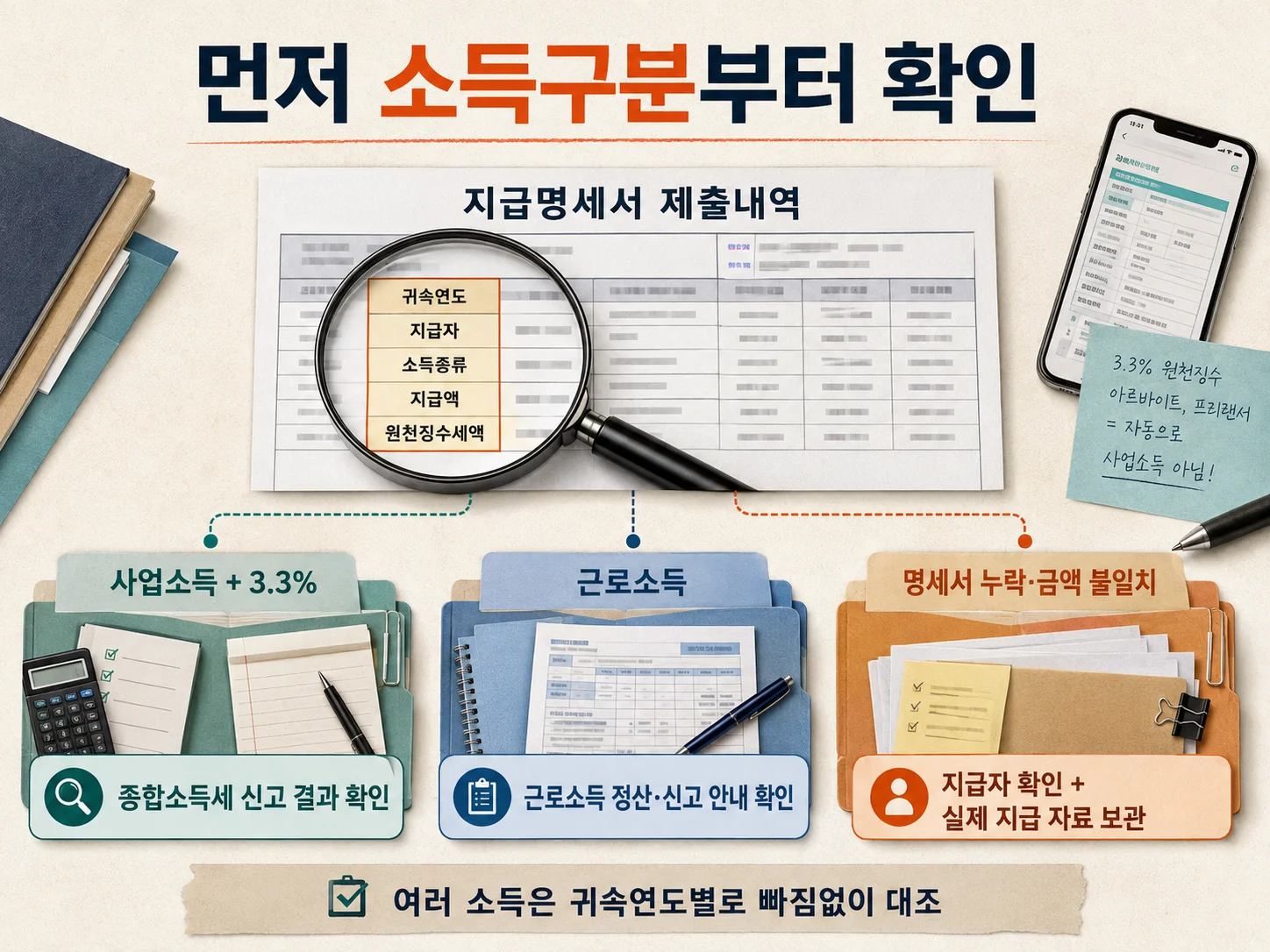 지급명세서로 알바 소득구분과 3.3% 원천징수 내역을 확인하는 방법