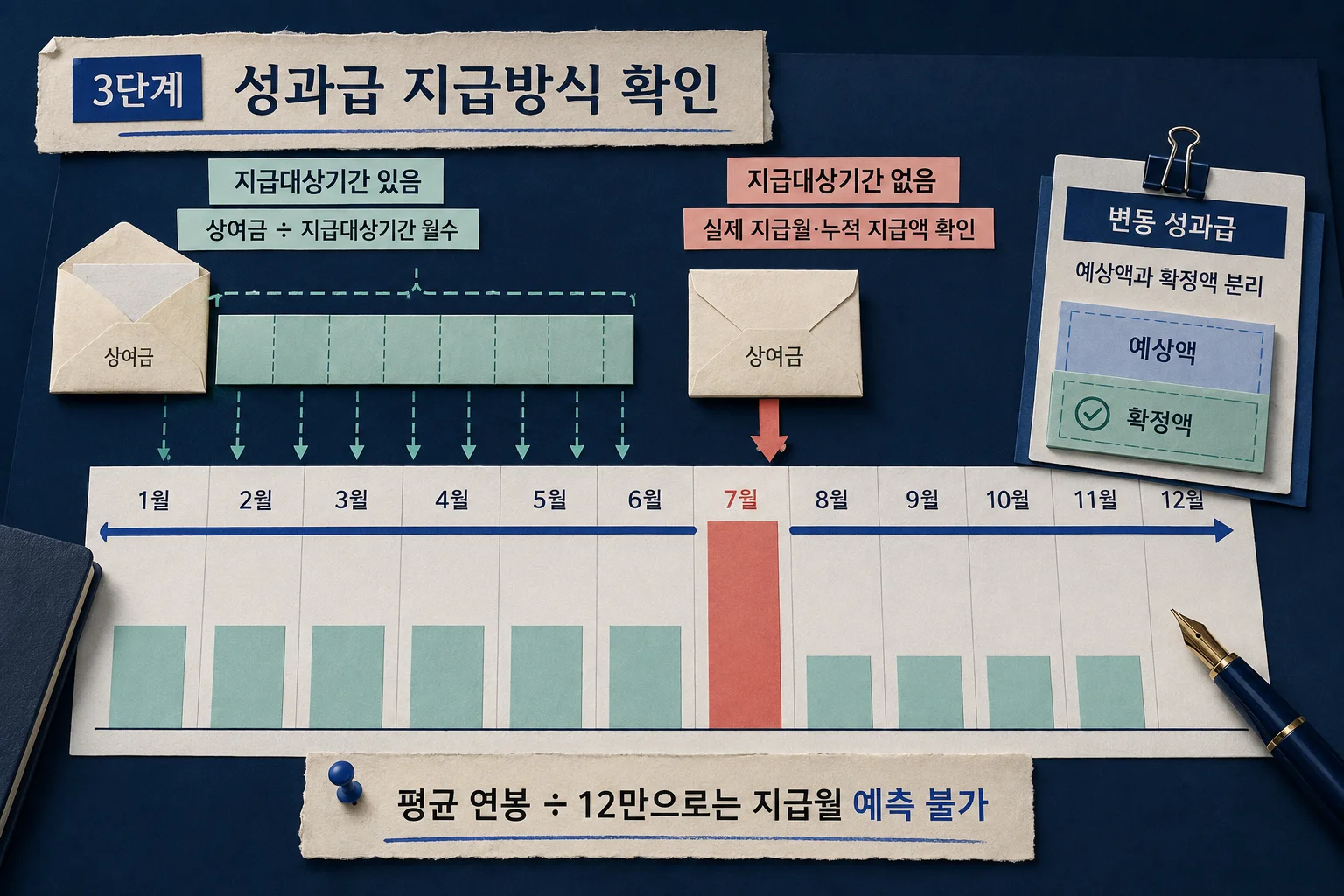 성과급 지급방식별 월 과세급여와 실수령액 변동