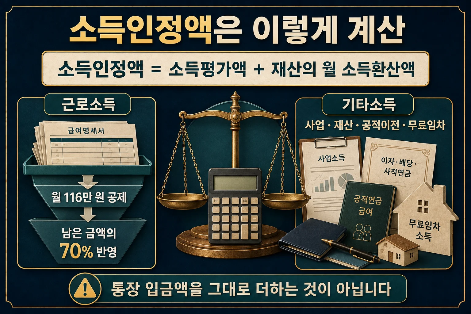 기초연금 소득인정액의 근로소득과 기타소득 반영 방식