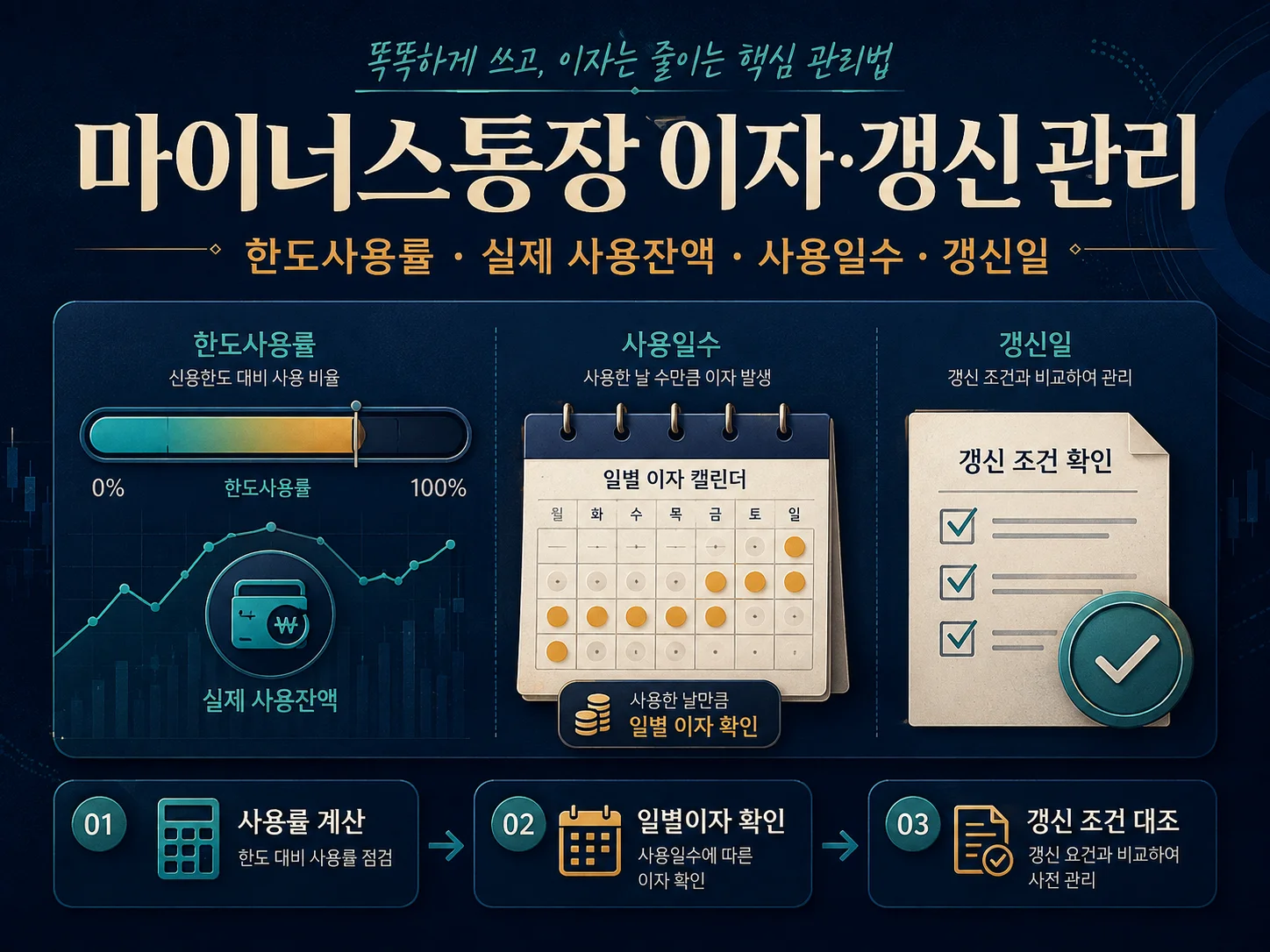 마이너스통장 이자 갱신 관리 핵심을 정리한 배너