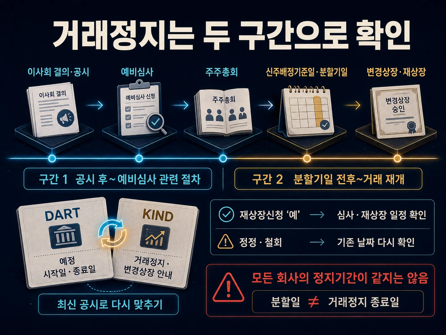 인적분할 거래정지와 변경상장·재상장 일정 확인