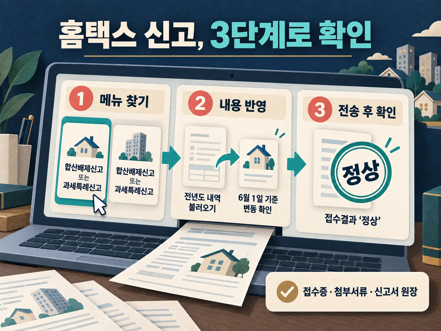 홈택스 종합부동산세 신고서 제출과 접수결과 확인 순서