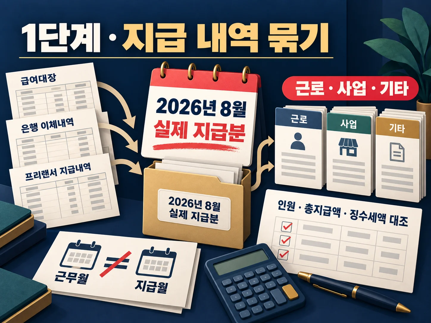 2026년 8월 지급자료와 원천징수세액 점검 항목