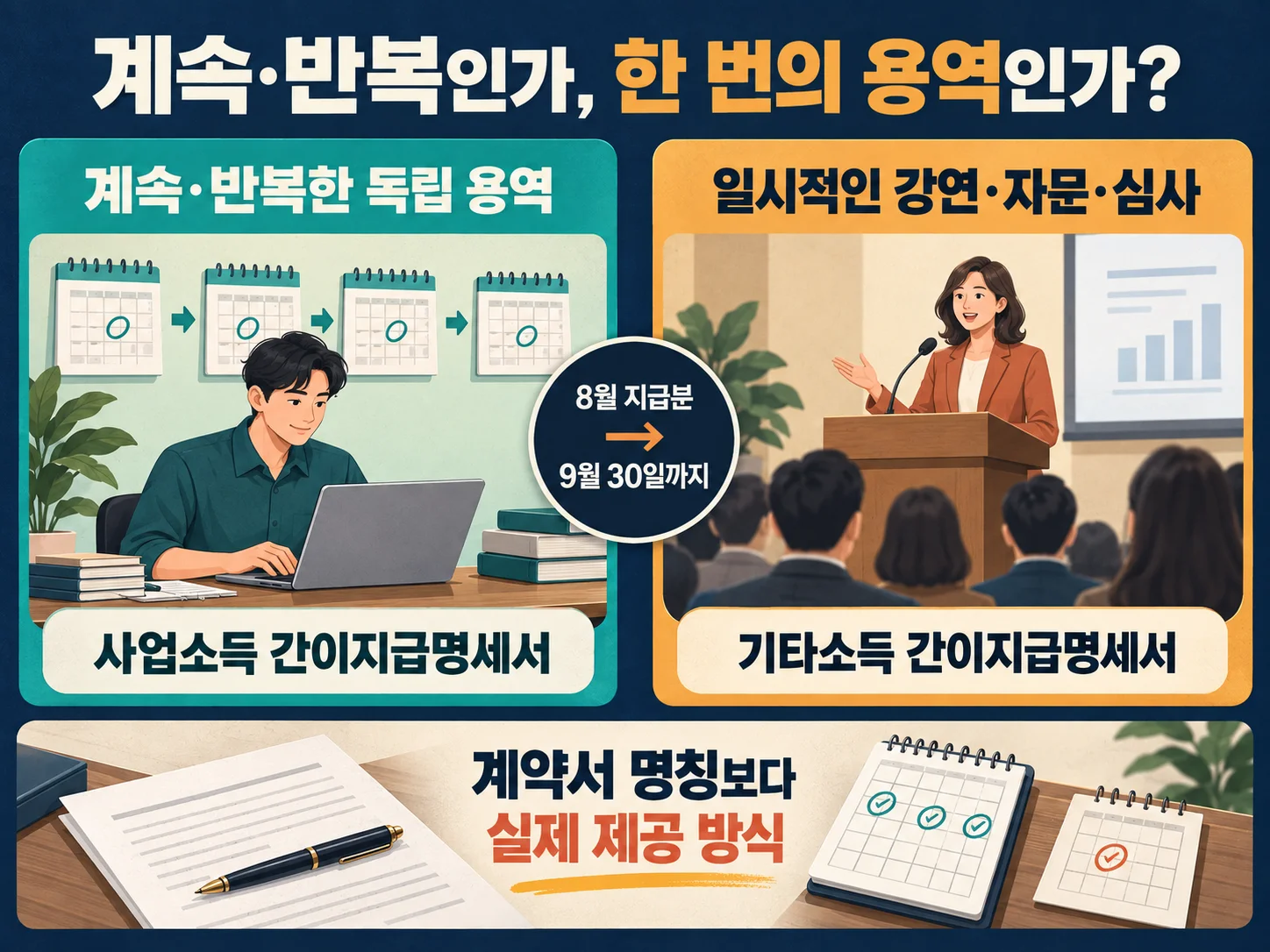 계속·반복 용역의 사업소득과 일시적 강연·자문의 기타소득 구분