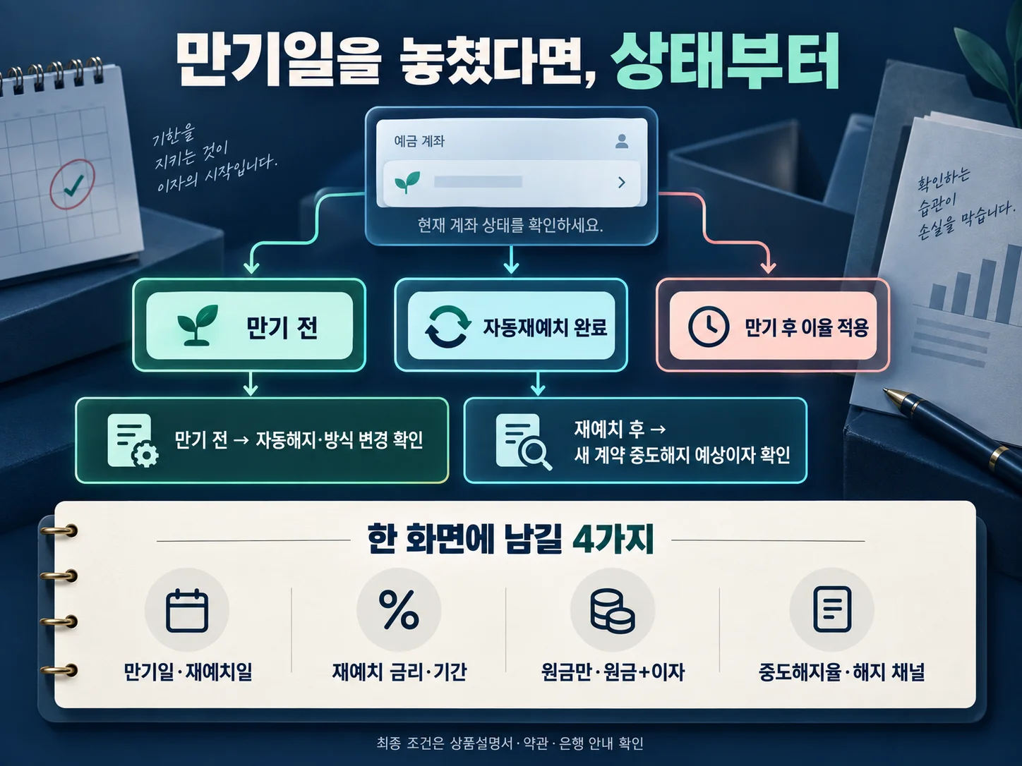 예금 만기일과 재예치 조건 체크리스트