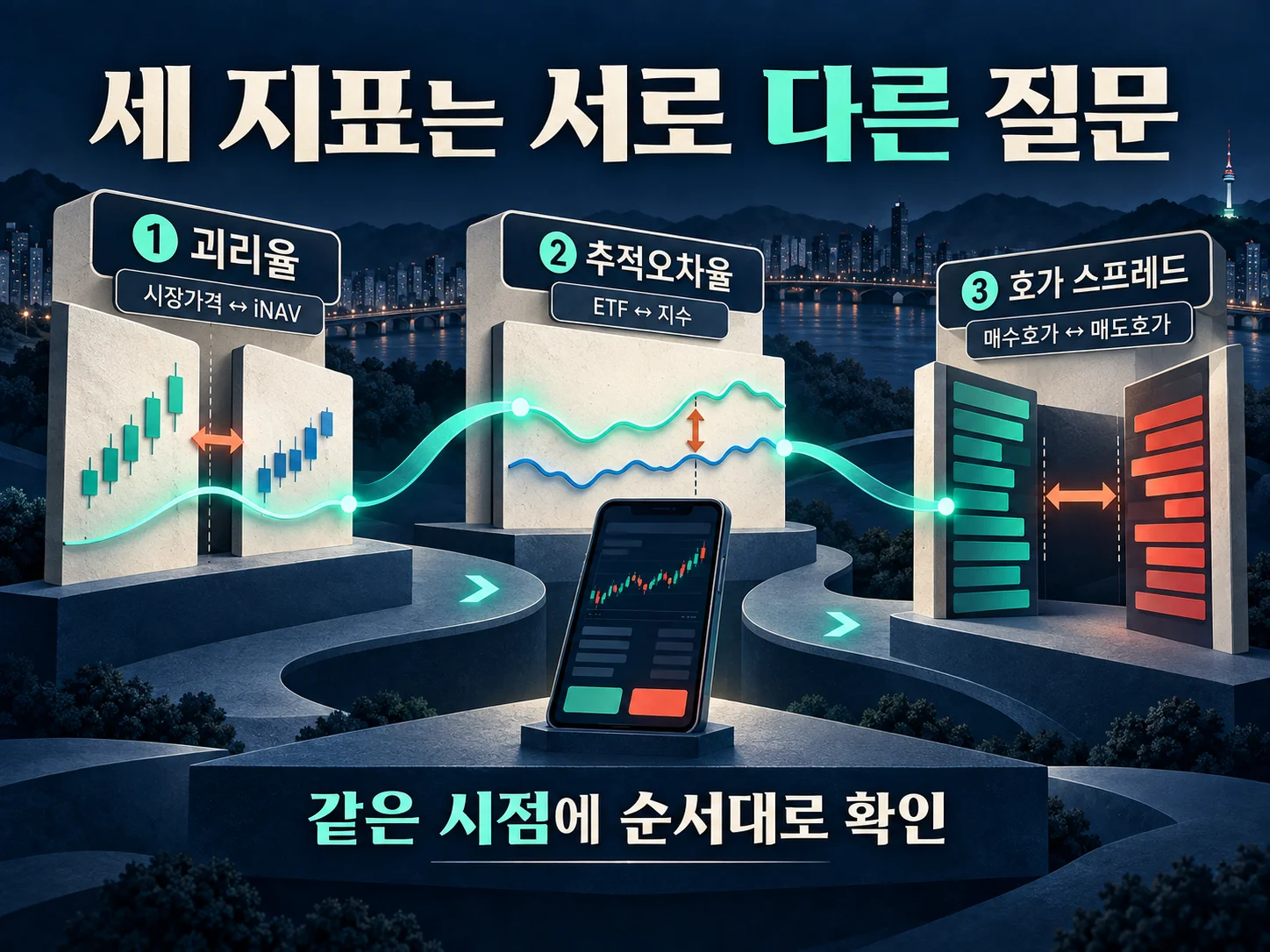 ETF 주문 전 시장가격·iNAV·추적오차율·호가 스프레드를 함께 확인하는 기준
