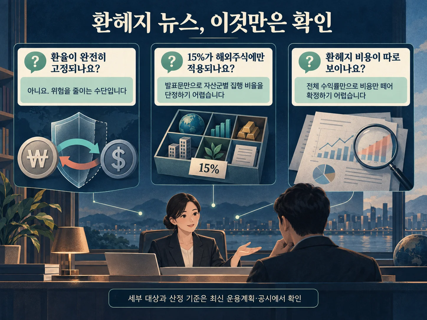 국민연금 환헤지 자주 묻는 질문과 환율 노출 확인 항목을 정리한 이미지