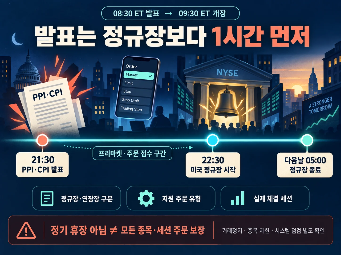 미국 정규장과 프리마켓 거래시간 확인