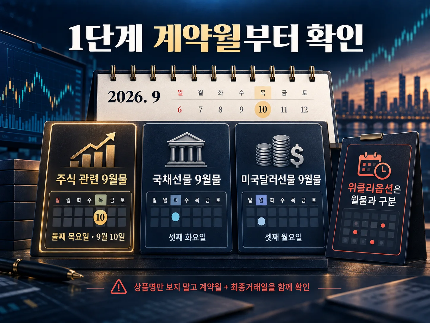 9월물 계약의 최종거래일과 위클리옵션 구분 확인