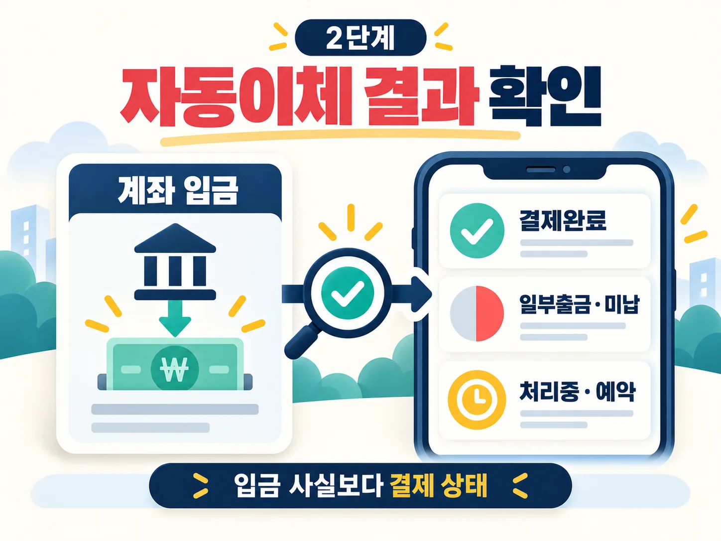 카드대금 자동이체 후 결제완료와 미납금액 확인