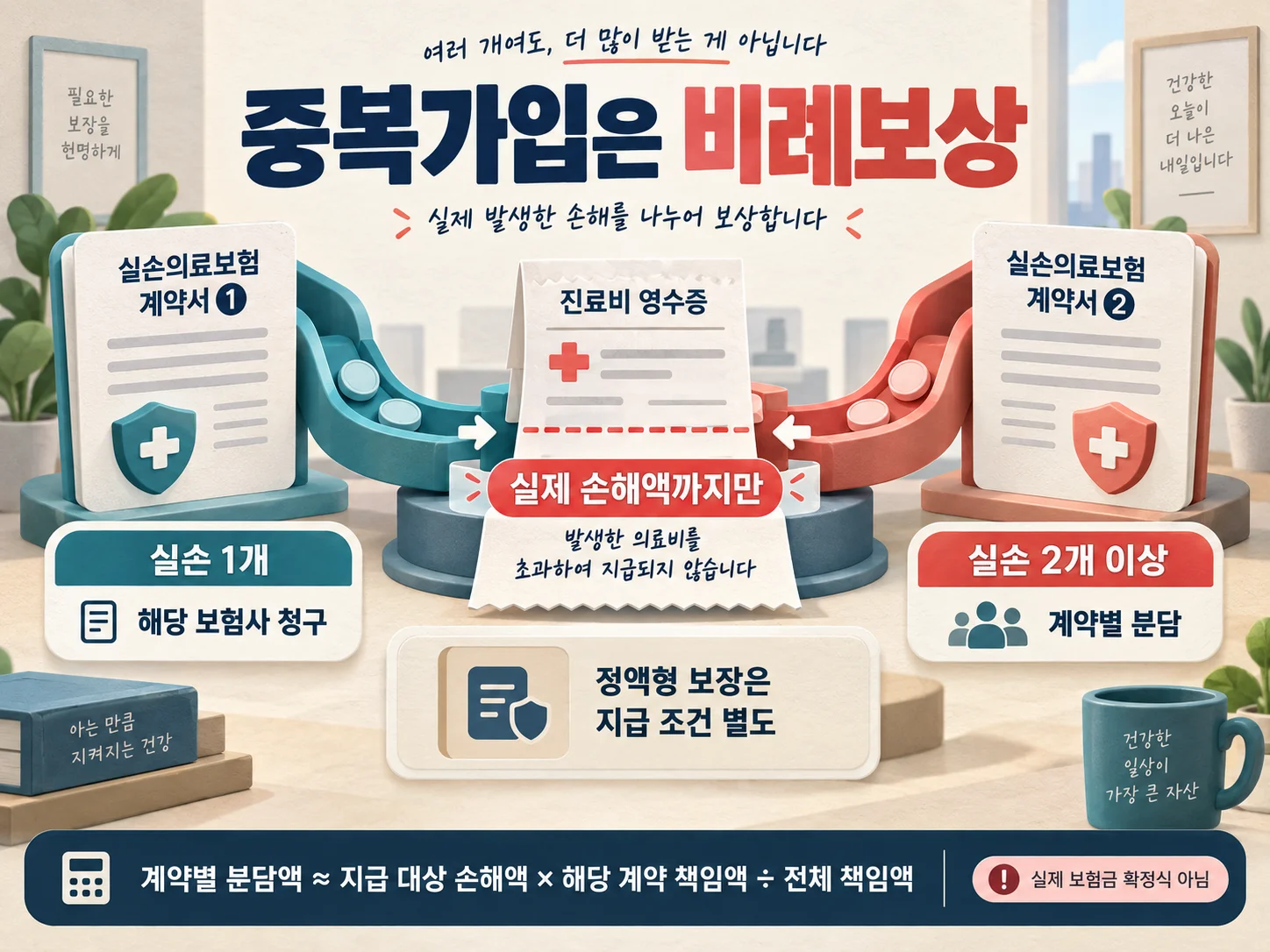 실손보험 중복가입 시 비례보상과 실제 손해액 확인