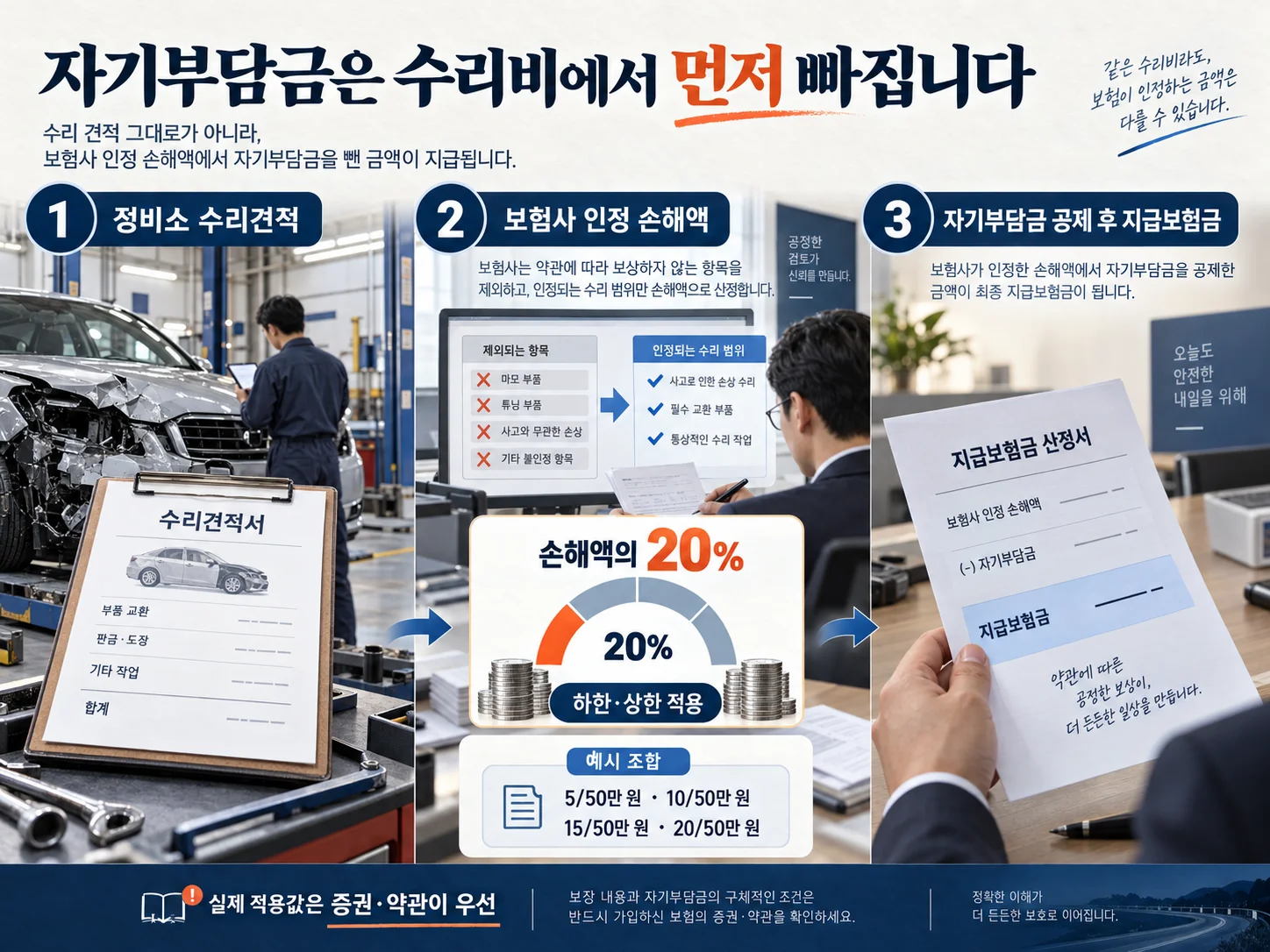 자차 자기부담금과 지급보험금 확인 순서