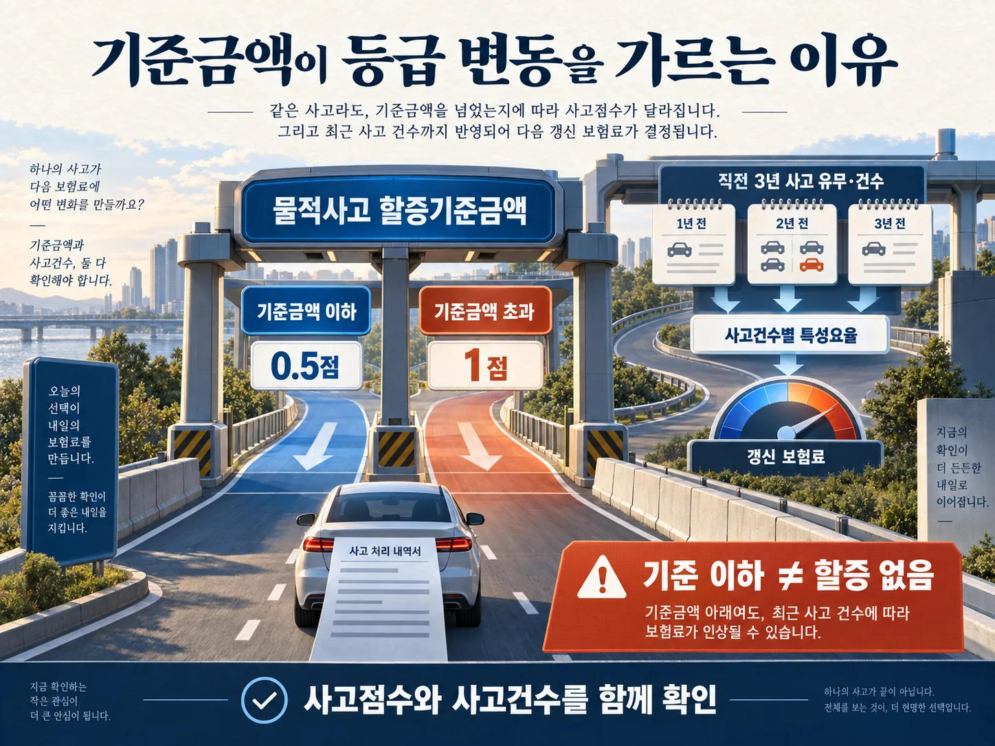 물적사고 할증기준금액과 사고건수별 특성요율 비교